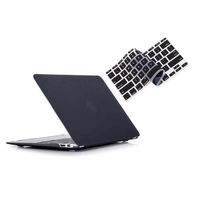 RUBAN Case for MacBook Air 13 Inch (Models: A1369 & A1466, Older Version 2010-2017 Release), Slim Snap On Hard Shell Protective Cover and Keyboard Cover, Black - Image 1